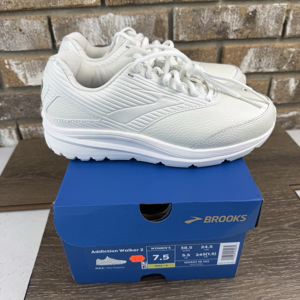 Brooks Addiction Walker 2 Shoes White Walking Women's Sz 7.5D Wide